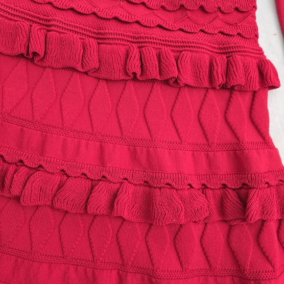 Muse By Marchesa Elegant Red Ruffled Dress - Picture 8 of 12